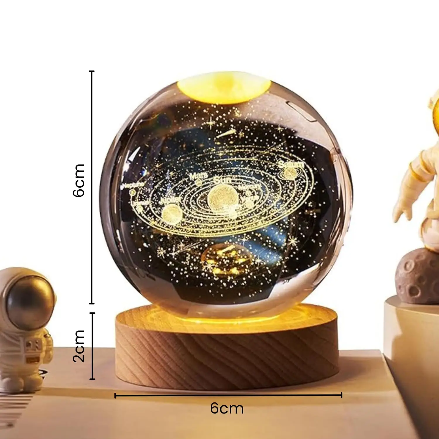 3D Crystal Ball Night Light (Galaxy Solar System)