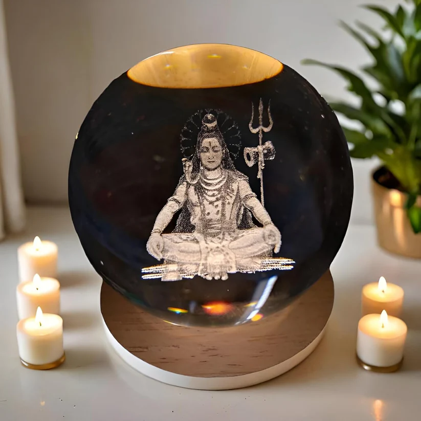 3D Crystal Ball Night Lamp (Lord Shiva) - Image 3
