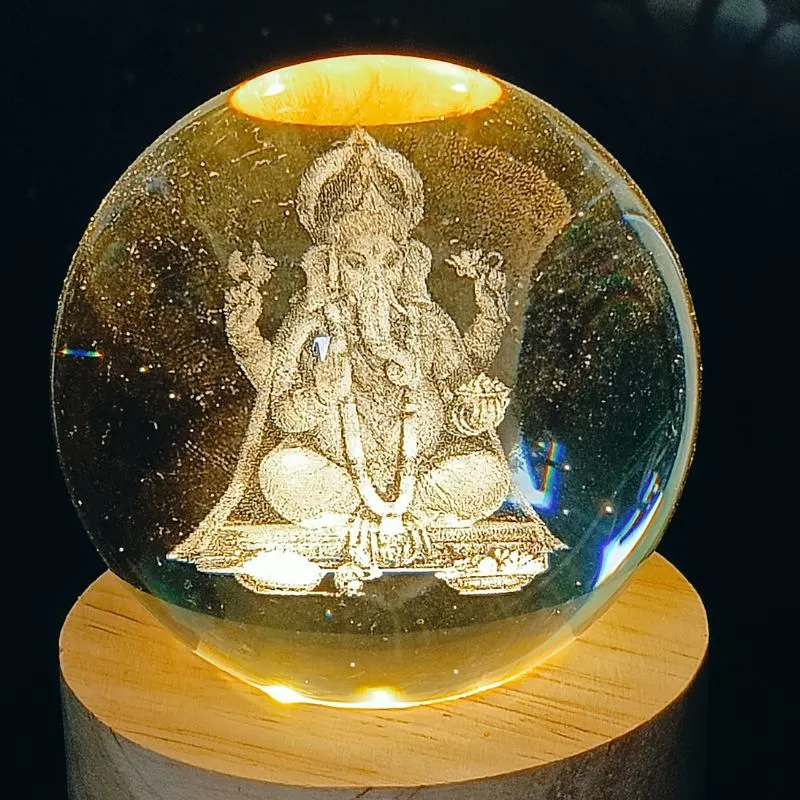 3D Crystal Ball Night Light (Lord Ganesha) - Image 3