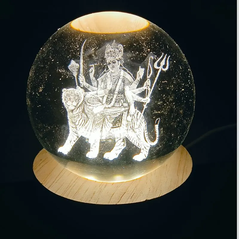3D Crystal Ball Night Lamp (Goddess Durga)