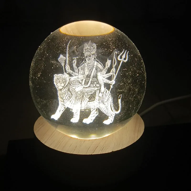 3D Crystal Ball Night Lamp (Goddess Durga) - Image 2