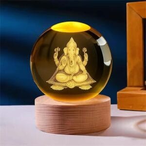 3D Crystal Ball Night Light (Lord Ganesha)